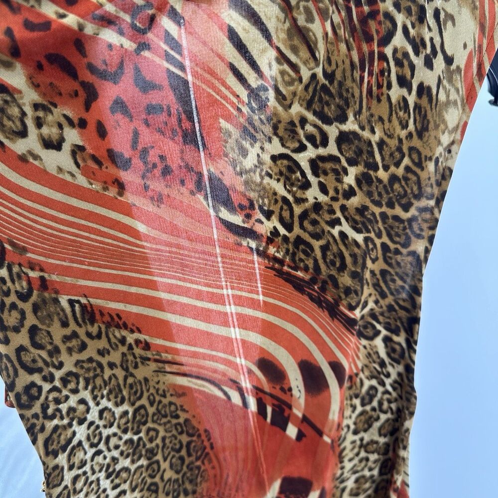 ๐ Sky Orange Mixed Animal Print Deep V Neck Tunic Top Size M - Picture 8 of 8